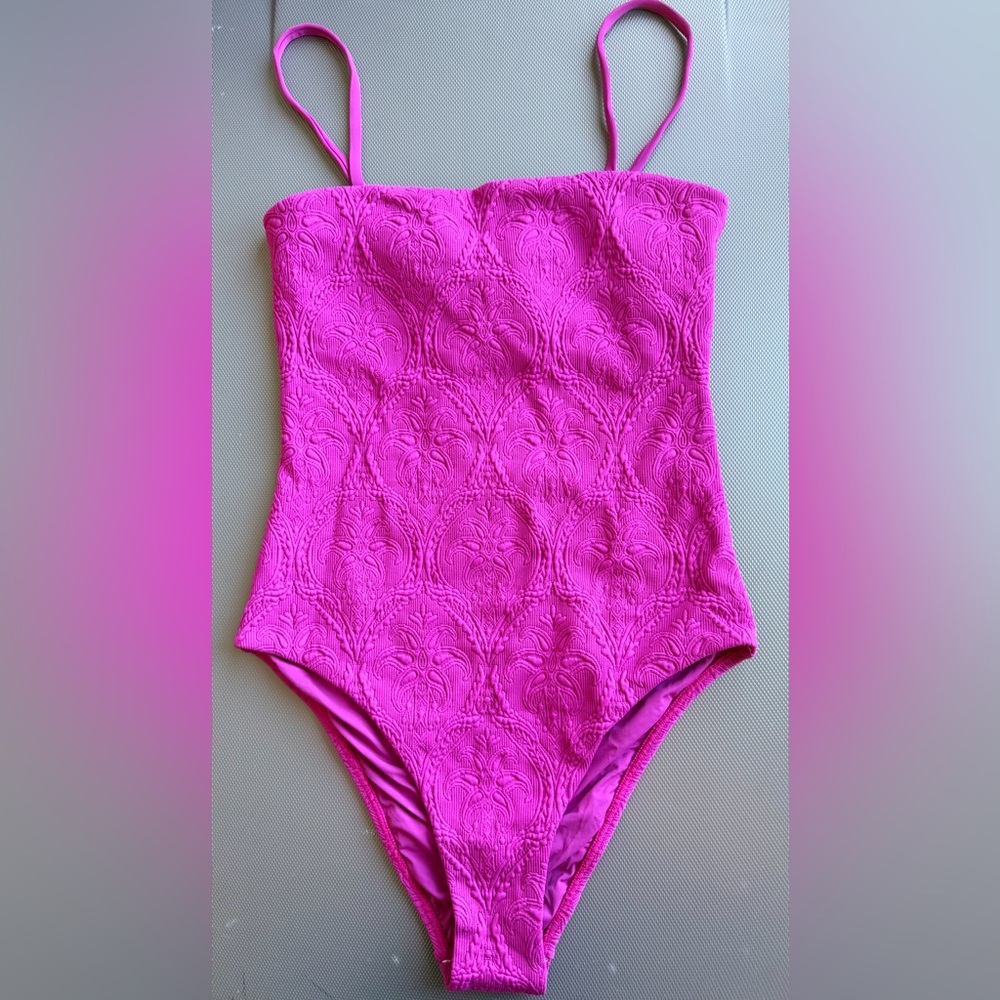 FARM RIO PINK TROPICAL MATELASSE ONE PIECE